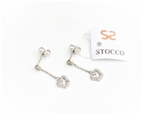 Orecchini Stocco Gioielli Donna in Oro bianco Zircone OR52 - OR52